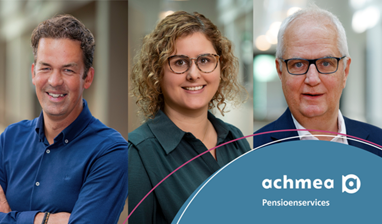 Een foto van drie medewerkers bij Achmea Pensioenservices